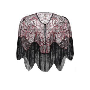 6332 1920s Shawl Wraps Gatsby Beaded Evening Cape Bridal For